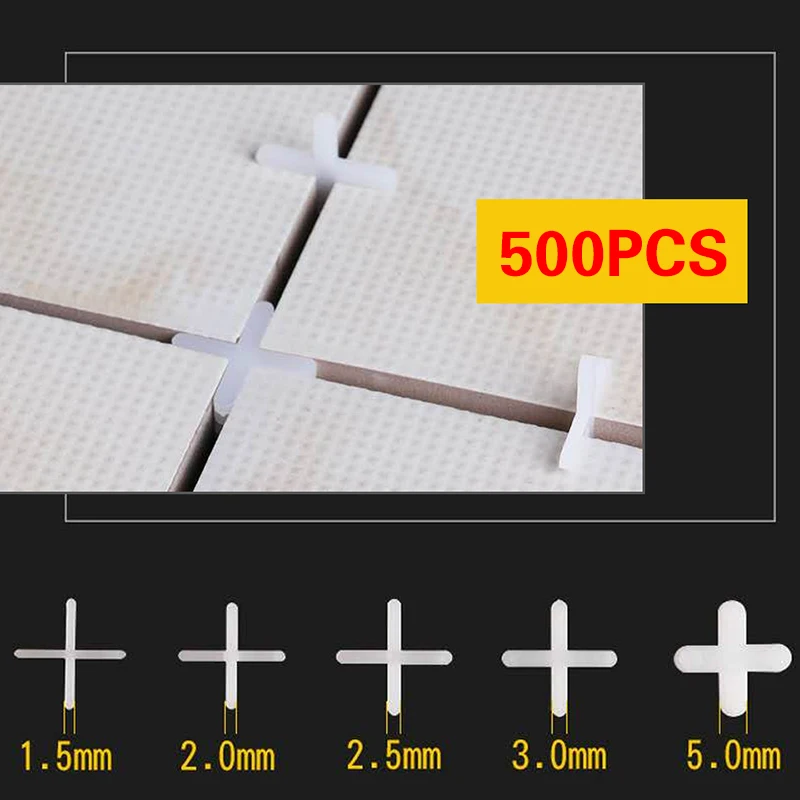 500pcs 1/1.5/2/2.5/3/5mm Decoration Tool Ceramic Tiler Spacer Cross Plastic Tile Plumber Reuseable Leveling System Construction