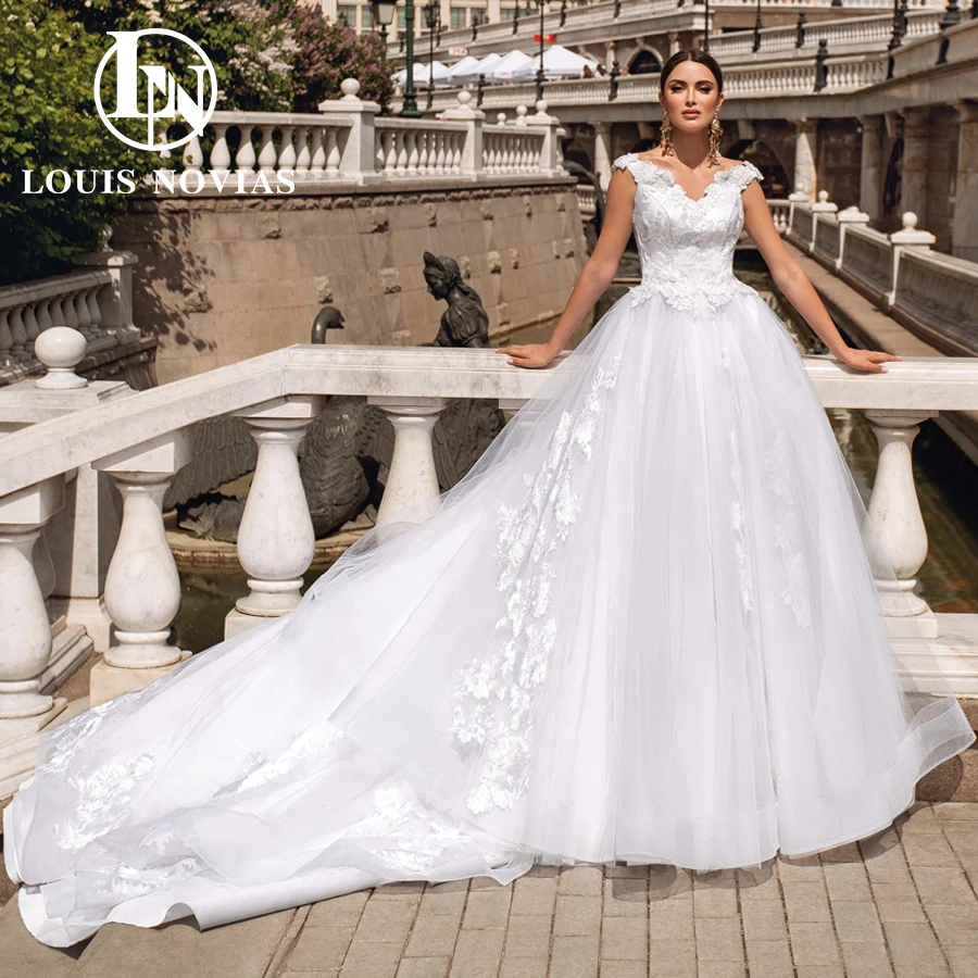 

LOUIS NOVIAS Off Shoulder Wedding Dresses For Women Sweetheart Lace Bridal Gown Embroidery A-Line Flowers Vestidos De Novia