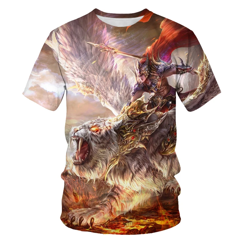 2021 Summer New Men\'s Oversized T-shirt 3d Printing World of Warcraft Alsace Children\'s Fashion Casual Tops