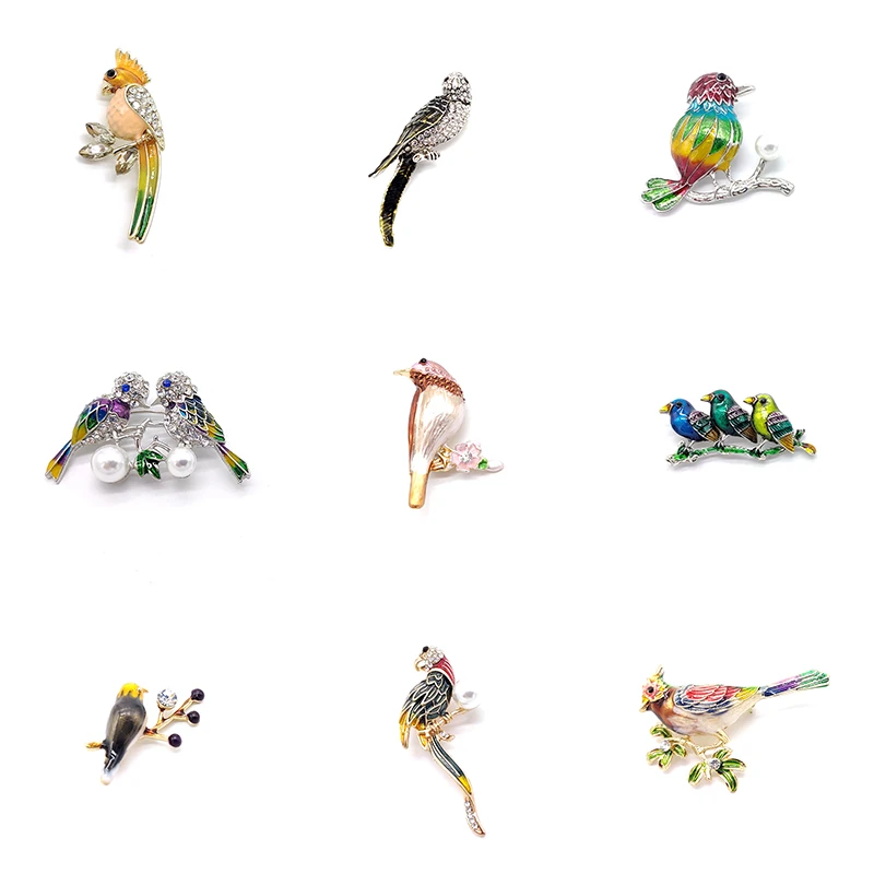 PD BROOCH 2021 Spring and Summer Season Oil Drop Pearl Brooch Animal Bird Parrot Thrush Sparrow Swallow Peacock Flamingo Jewelry