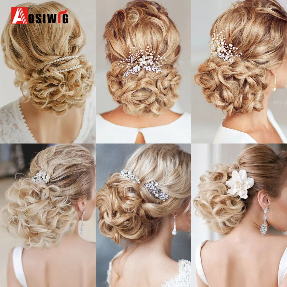 AOSIWIG-Extensions de cheveux chignons longs bouclés pour femmes, postiche synthétique désordonné, pince à chignon de mariée, faux ongles de cheval,