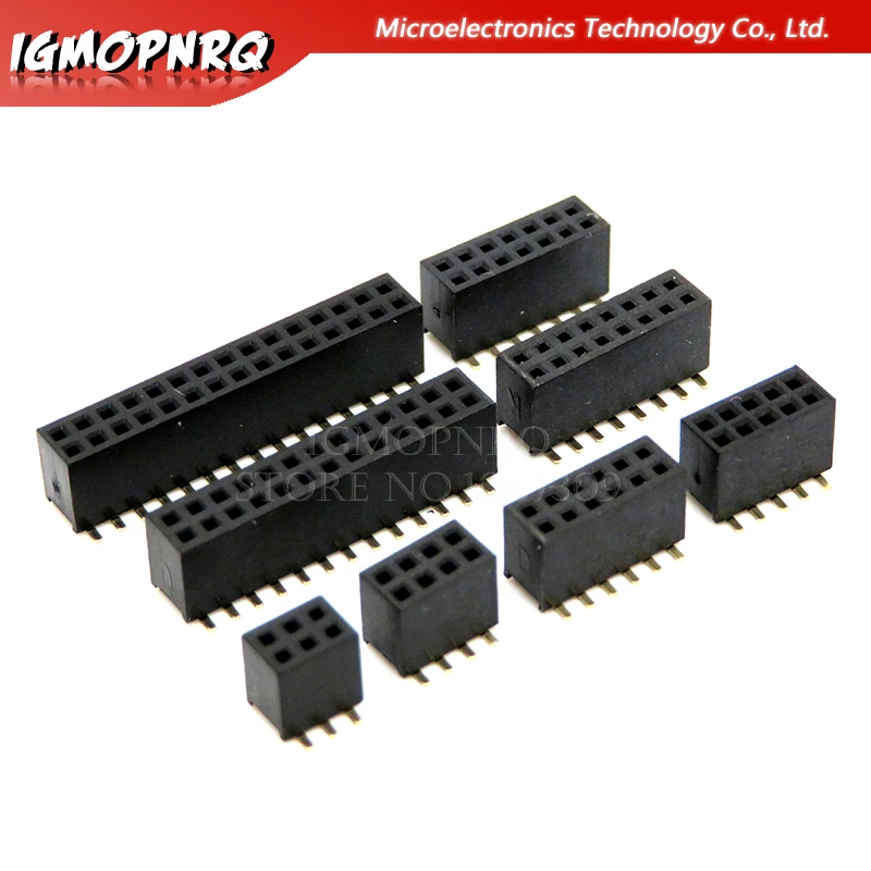 SMT 1.27mm 1.27 Double Row Female Breakaway PCB Board Pin Header socket Connector Pinheader 2*5 2*10 2*12 2*15 2*20 2* 3-50P SMD