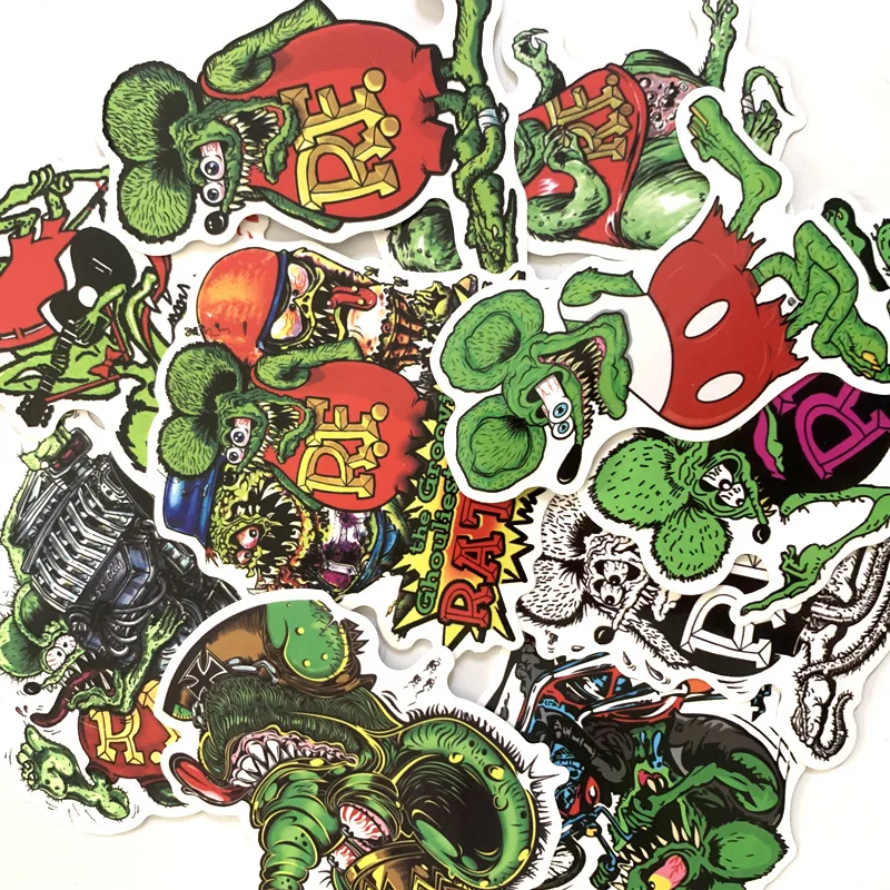 10Pcs Rat Fink Stickers For Snowboard Laptop Luggage Car Fridge DIY Styling Vinyl Home Decor Pegatina