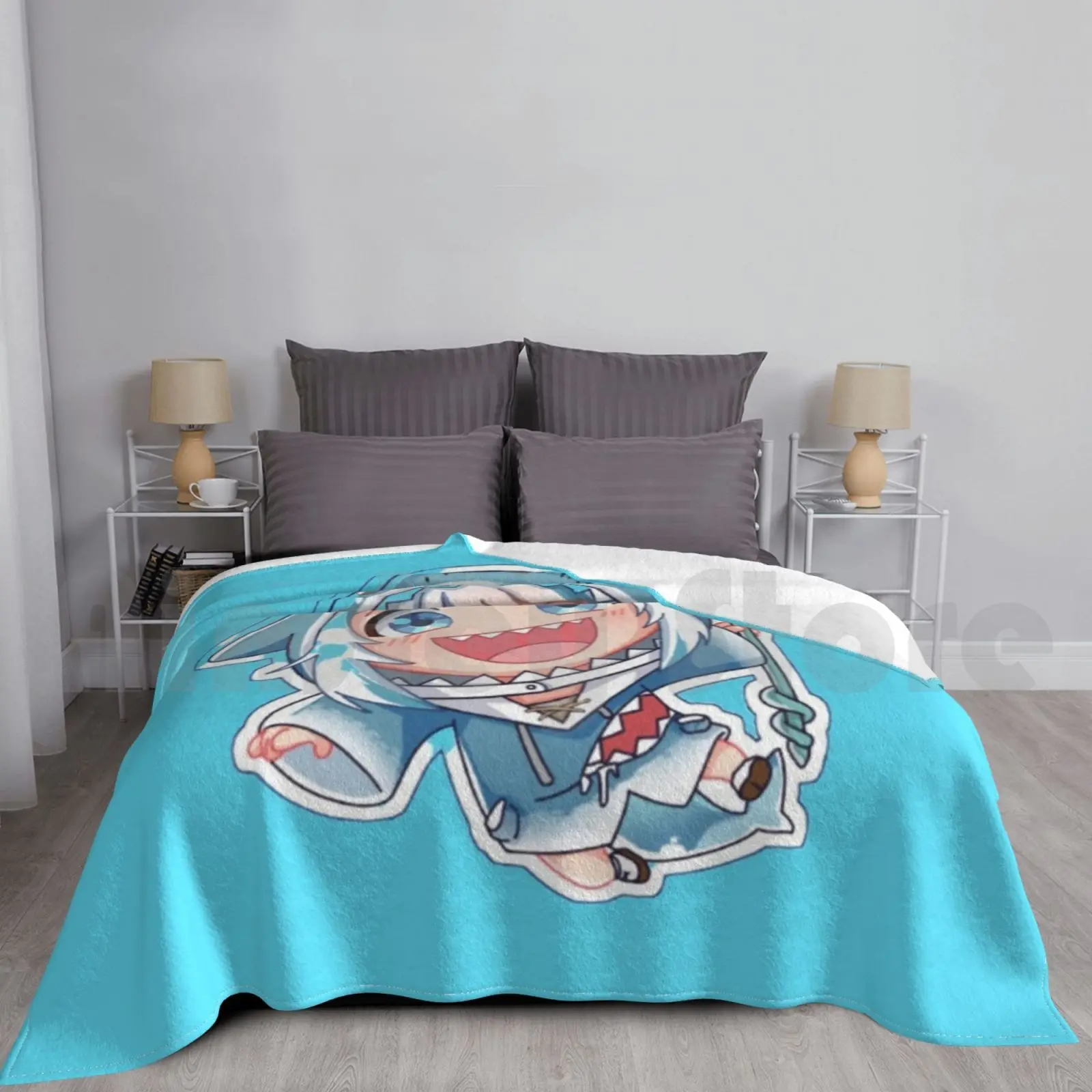 Mini Gawr Gura Cute Blanket Fashion Custom Hololive Vtuber Gawr Gura Virtual Youtuber Anime Hololive Gura Gawr