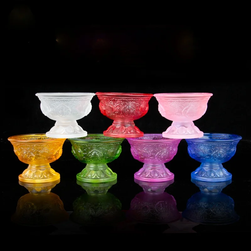 

Buddhism Offering Cup Buddhism Cup Colorful Colored Glaze Cup Holy Water Cups 7 Piece Set Buddhist Supplies Dharma Cups Bowl