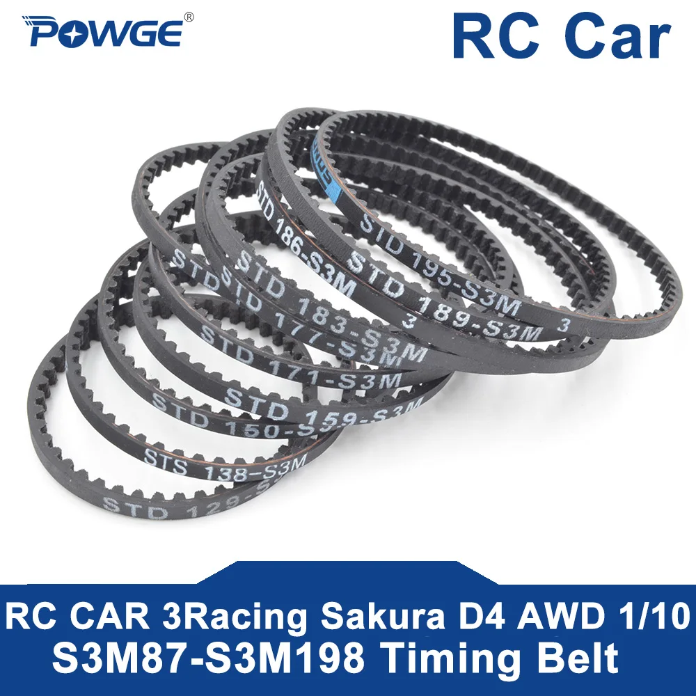 

POWGE 3Racing Sakura D3 CS STD S3M Rear front Belt 102/138/150/159/162/171/177/183/186/189/195mm 1/10 RC Car Drift On Road