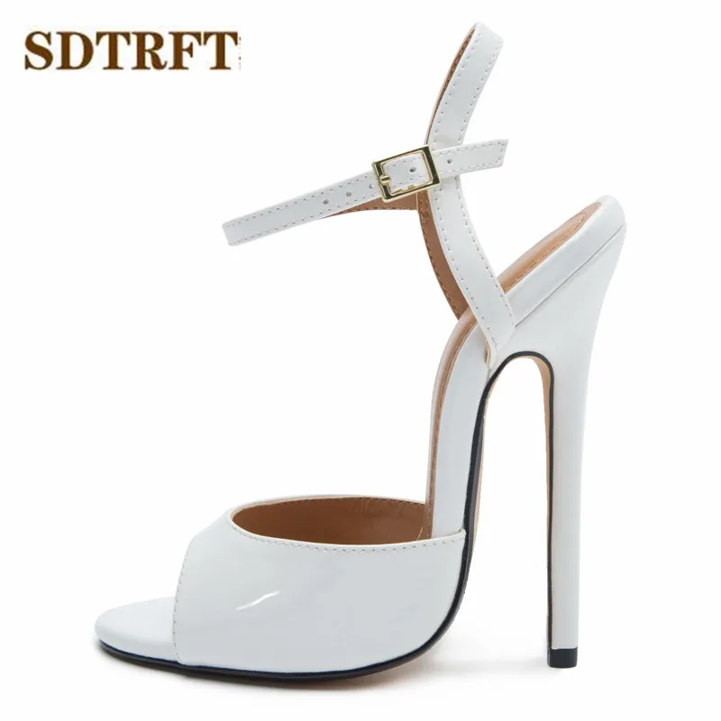 SDTRFT Stiletto Ladies Party COS Sandals Ankle Strap Shoes Woman 15cm Thin High Heels Zapatos Mujer Peep Toe Narrow Band Pumps