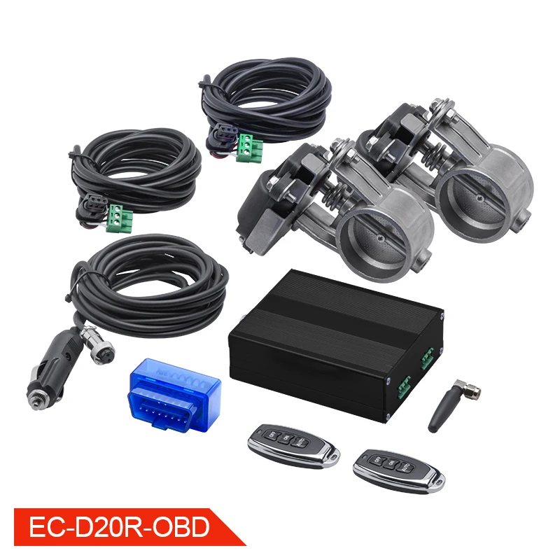 video shows 2.0&2.5&3.0inch size double electric exhaust cutout valve with remote  control and app (OBD  control)