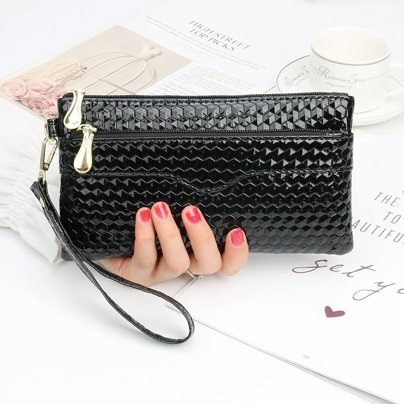New PU Leather Women Wallet Long Wristband Clutch Women Coin Purse Female Zipper Phone Pocket Credit Card Holder Lady Money Bags