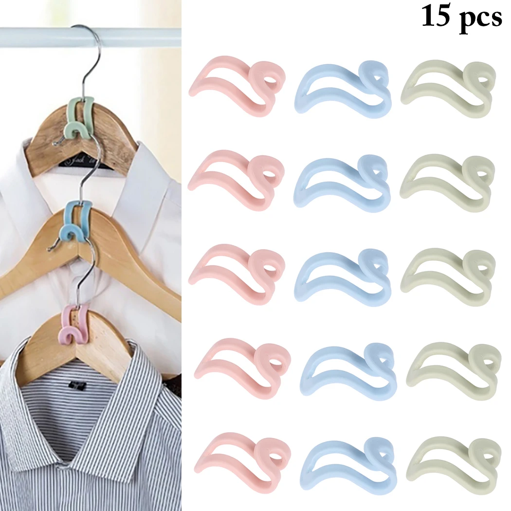 

15PCS Plastic Stable Hanger Rack Connector Cascading Clothing Hanger Hooks Space-Saving Stacked Clothes hanger Hooks