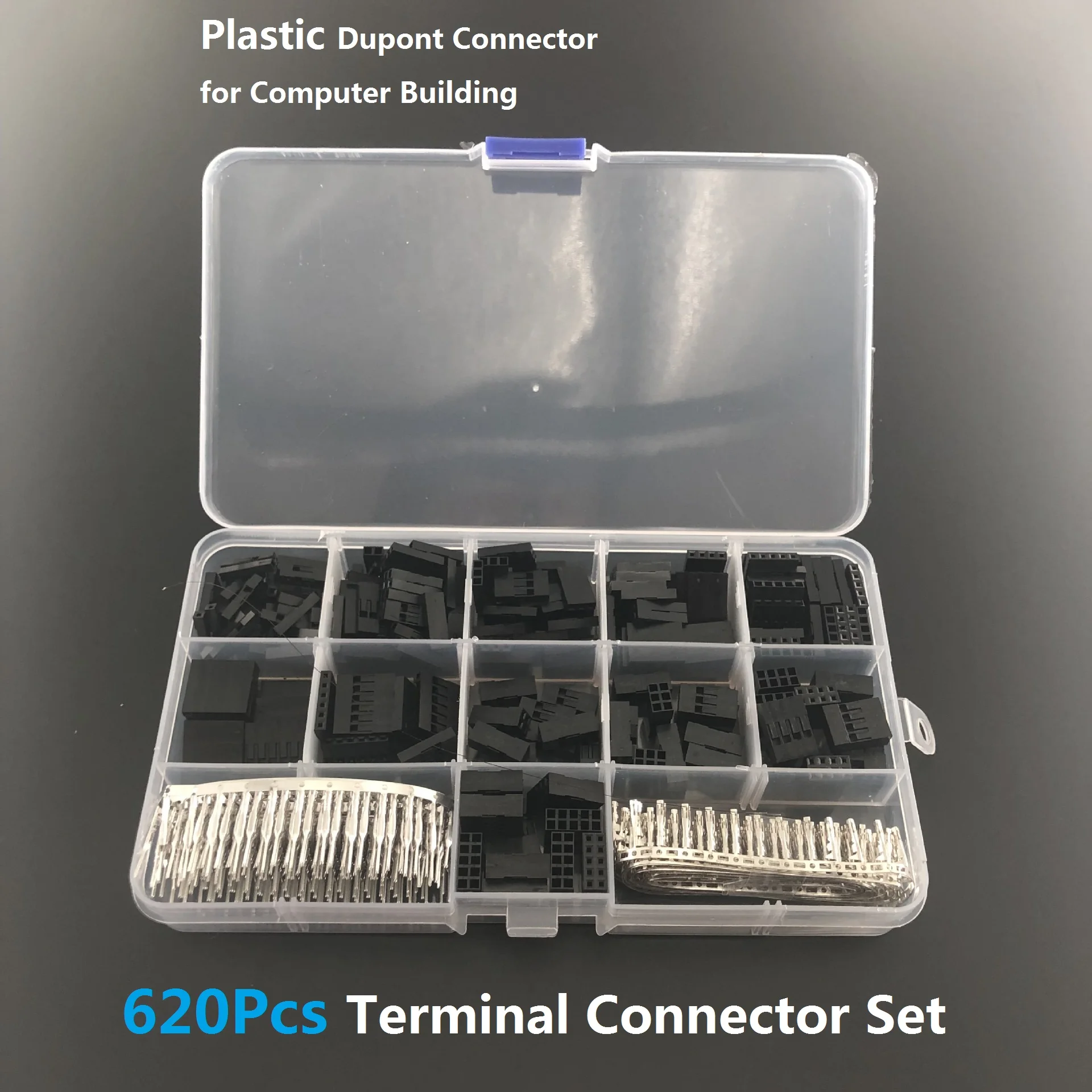 620Pcs 2.54mm Pitch JST SM 1 2 3 4 5 6 Pin Housing Connector Dupont Male Female Crimp Pins Adaptor Assortment Kit