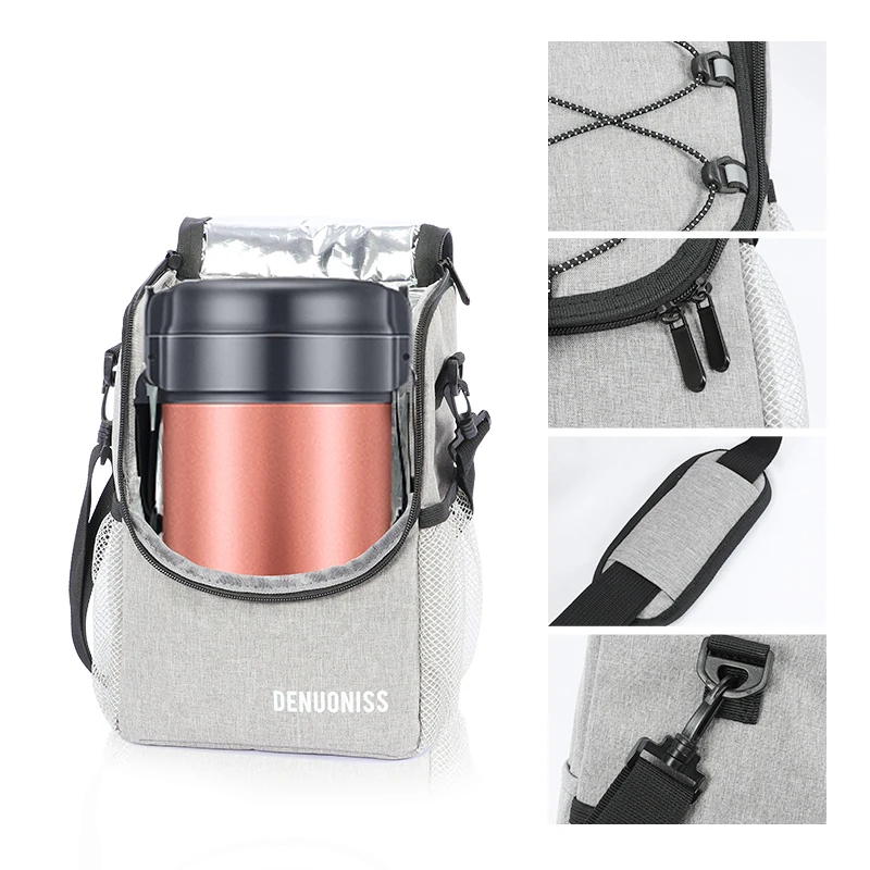 DENUONISS Lunch Bag Waterproof Picnic Bag Aluminum Foil Lining Insulated Bag Thermal Dinner Container School Food Storage Bags