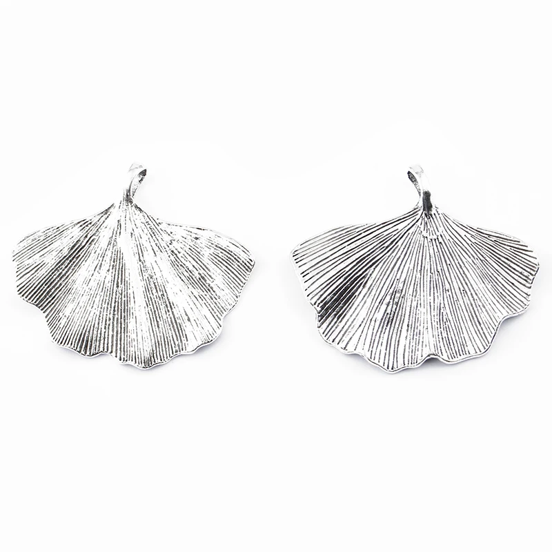 5Pcs Fashion Large Ginkgo biloba Leaf Pendant For Necklace Jewelry Findings Making 53*46mm