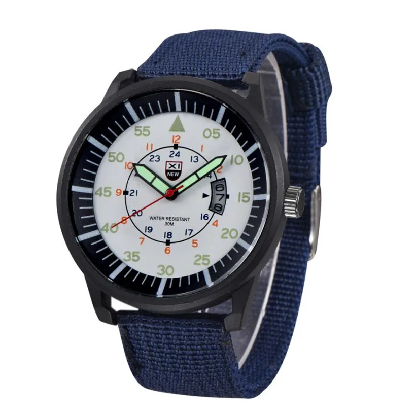 2020 XINEW Watches Men Military Sports Watches Luminous Number Fashion Green Nylon Strap Watch Men Quartz Watches heren horloge