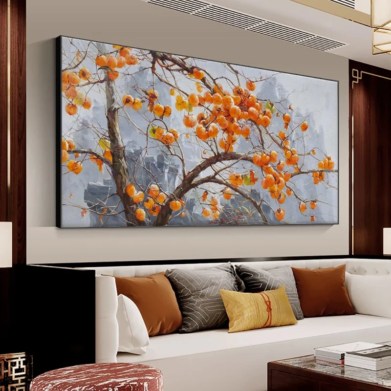 Modern Persimmon Tree on The Mountain Canvas Paintings Posters and Prints Wall Art Pictures for Living Room Decoration Cuadros