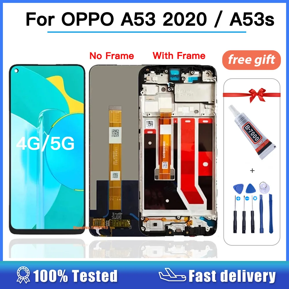 

100% Tested For OPPO A53 2020 A53s LCD Display Touch Screen Digitizer Assembly Replacement For Oppo A53 CPH2127 LCD 6.5"