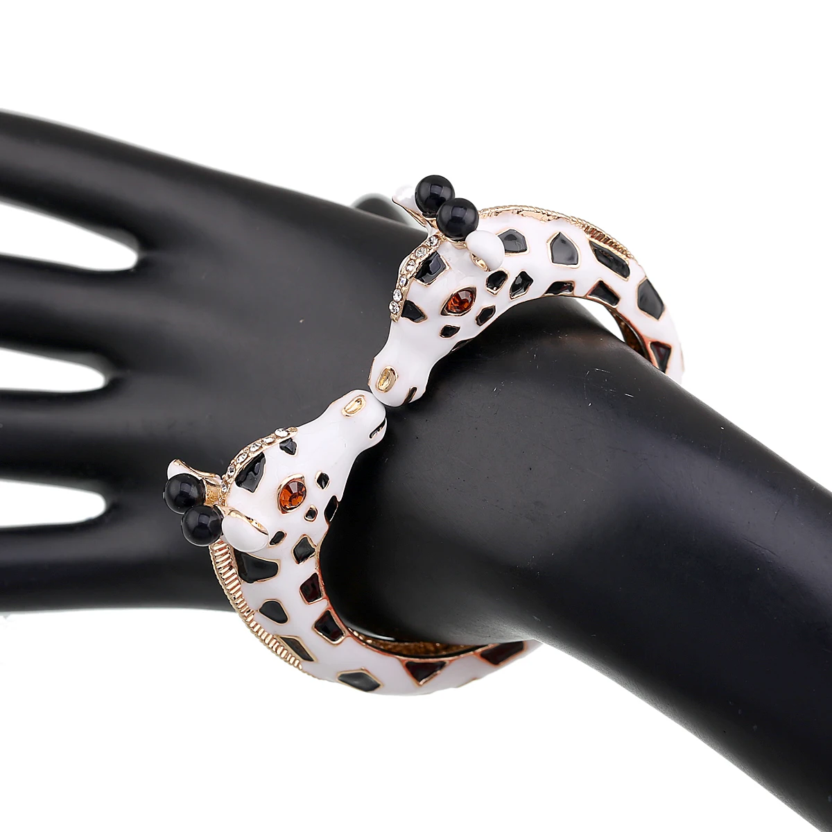 Luxury Animal Giraffe Bangle Colourful Bracelet Gold Plated Statement Chunky Hinge Spring Bracelet for Women Teens Wedding Party