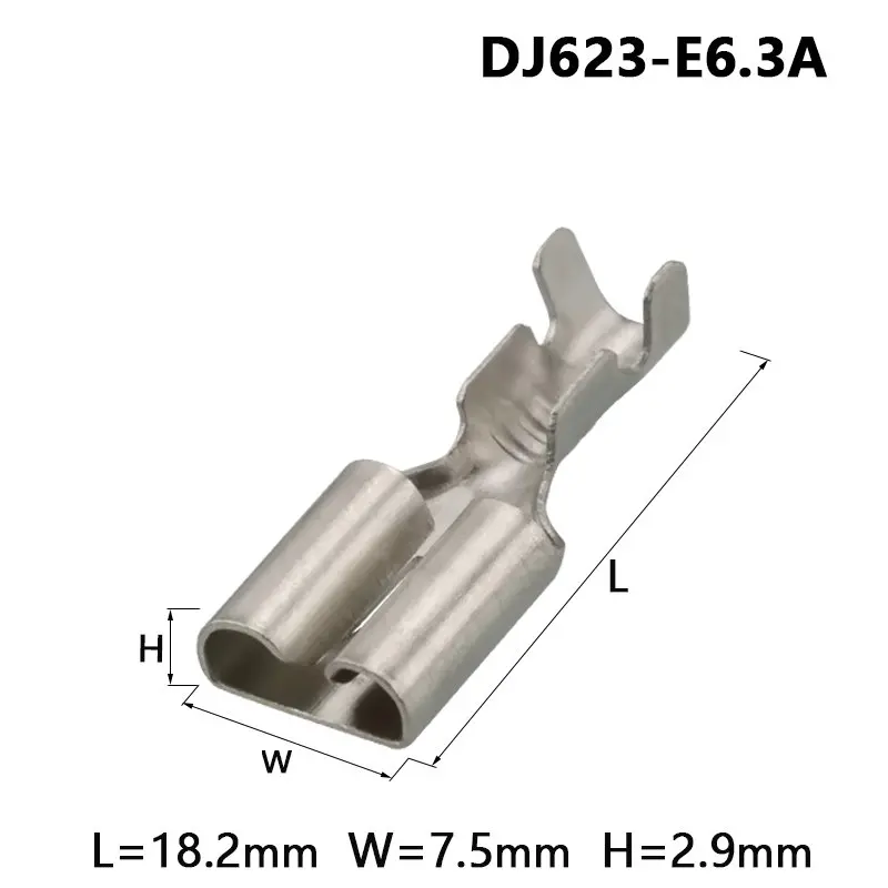 100PCS 6.3 flat plate barbed plug-in spring a-pin automobile relay socket wiring copper terminal dj623-e6.3a 170032-1 170258-2