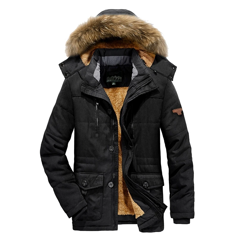 Invierno hombres con capucha Parkas forro de piel chaqueta gruesa de talla grande 6XL abrigo informal para hombre sombrero chaquetas desmontables abrigos ropa de hombre