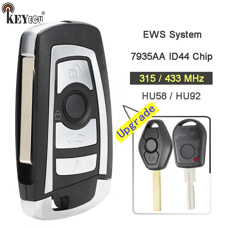 

KEYECU EWS 315MHz/433MHz ID44 PCF7935AA Chip Modified Fold Remote Key for BMW Key 330 318 525 530 540 E38 E46 M5 X3 X5 HU92 HU58