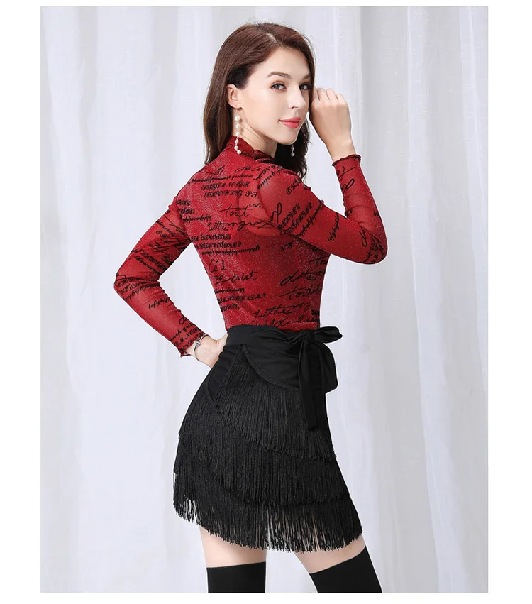 Fringe Women Latin Dance Skirt Tassel Fringe Latin Dancing Skirt Practice Cloth Samba Tango Cha cha Dancing Hip Scarf