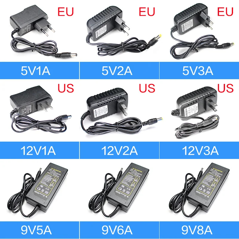 AC DC 5V 6V 8V 9V 10V 12V 13V 14V 15V 24V Power Supply AC/DC 1A 2A 3A 5A 6A 8A Led 220V To 5V 9V 12V Volt Power Supply Adapter