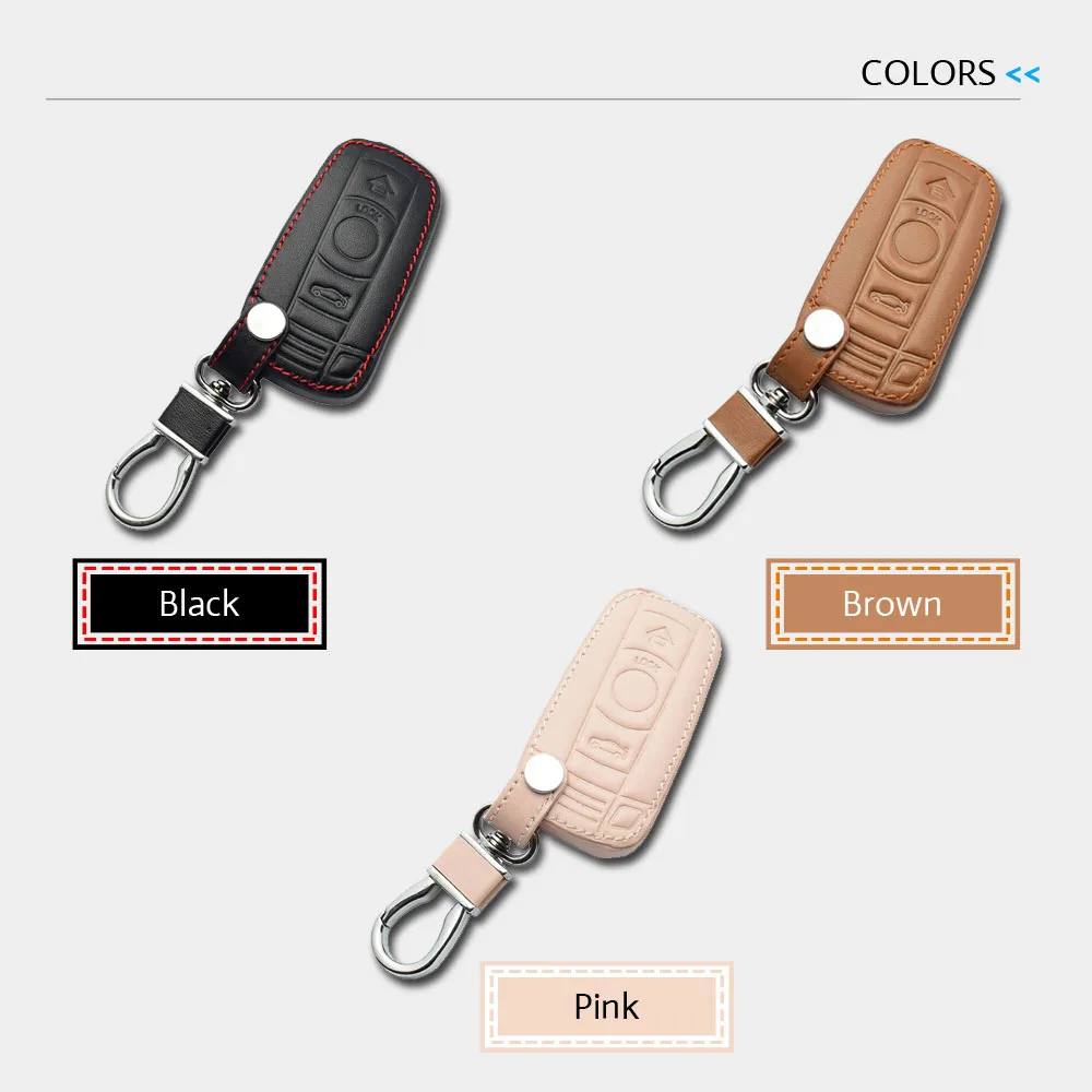 Leather Car Key Case For BMW 1 3 5 6 Series E60 E61 E70 E81 E87 E90 E91 E92 320 X1 X5 X6 Z4 Smart Remote Control Protector Cover