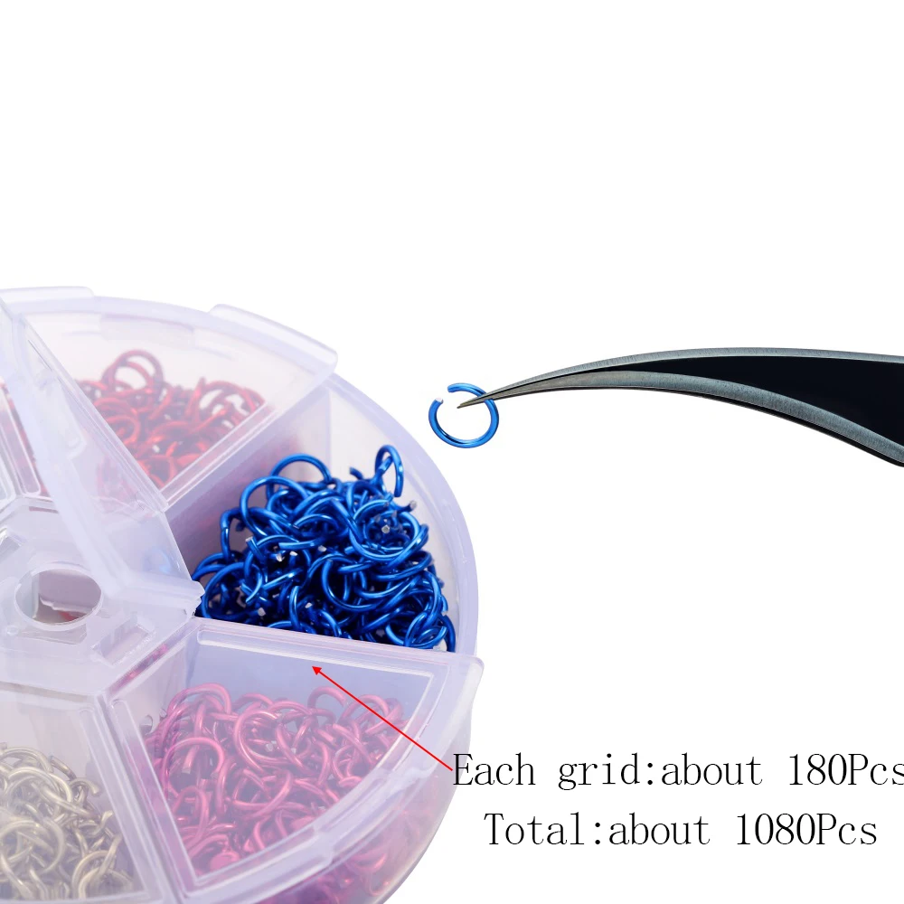 1080Pcs/Box 6mm Colorful Open Jump Rings Split Jump Ring Connector for DIY Necklace Crafts Jewelry Making Findings Accessories