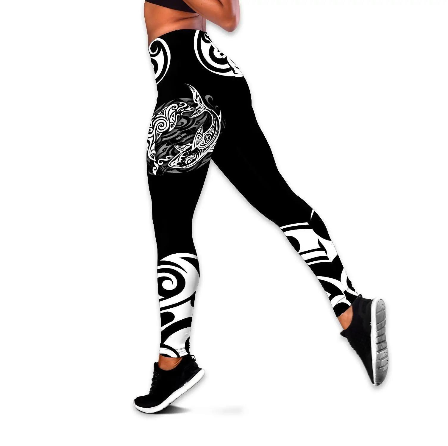 Pohnpei Polynesian Culture Tribe Shark Tattoo 3D All Over Printed Legging & Tank top Sexy Elastic Female Skinny Leggings DDK31