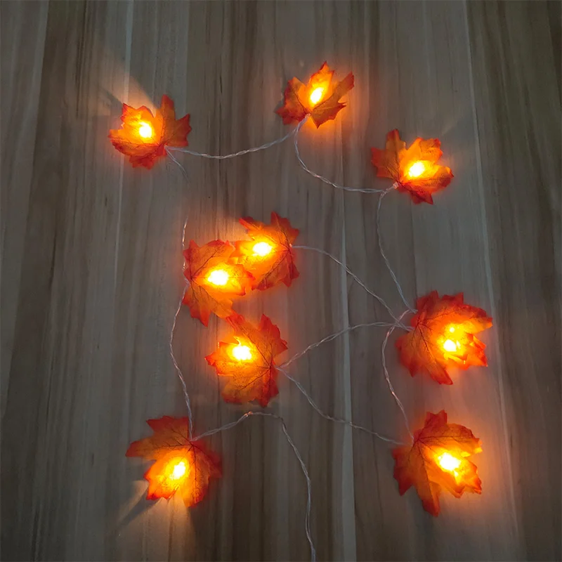 1pc 1.5meters Artificial Leaves Vine with LED Light Artificial Plants Autumn Red Maple Leaf Vines Halloween Garden Home Décor