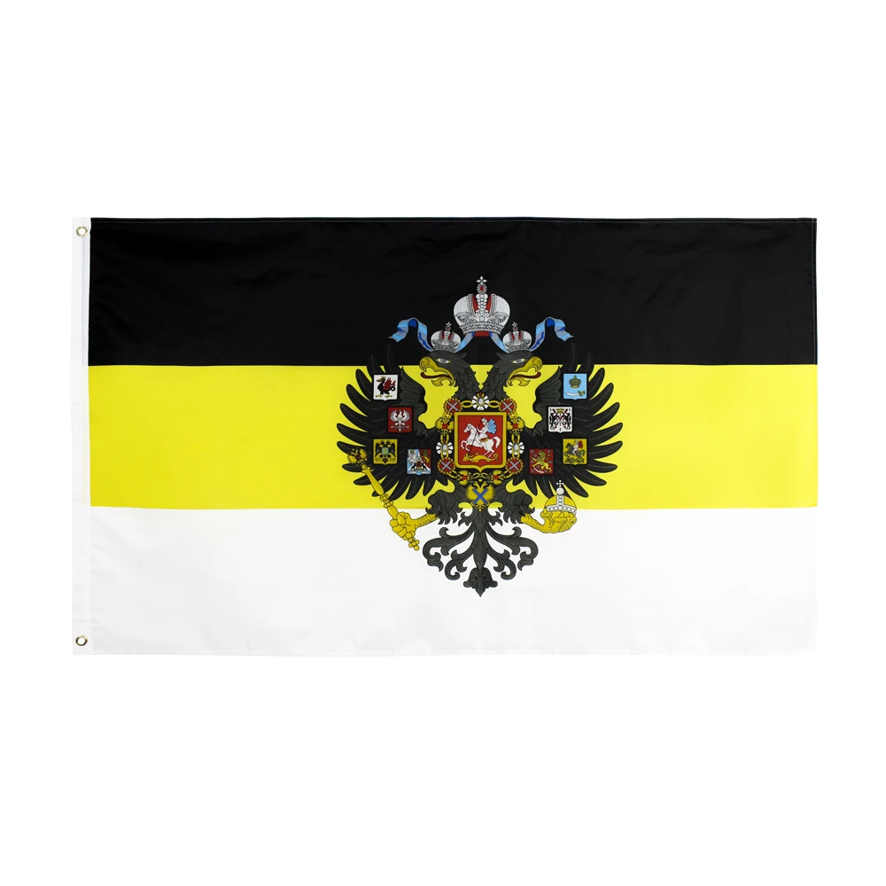 90*150CM Russian Imperial WE RUSSIAN GOD WITH US double eagle heads Empire flag banner