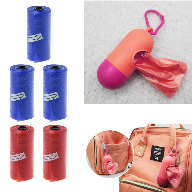 Bolsa de basura portátil para residuos de pañales de bebé, bolsas desechables para Cochecitos de bebé, 5 rollos