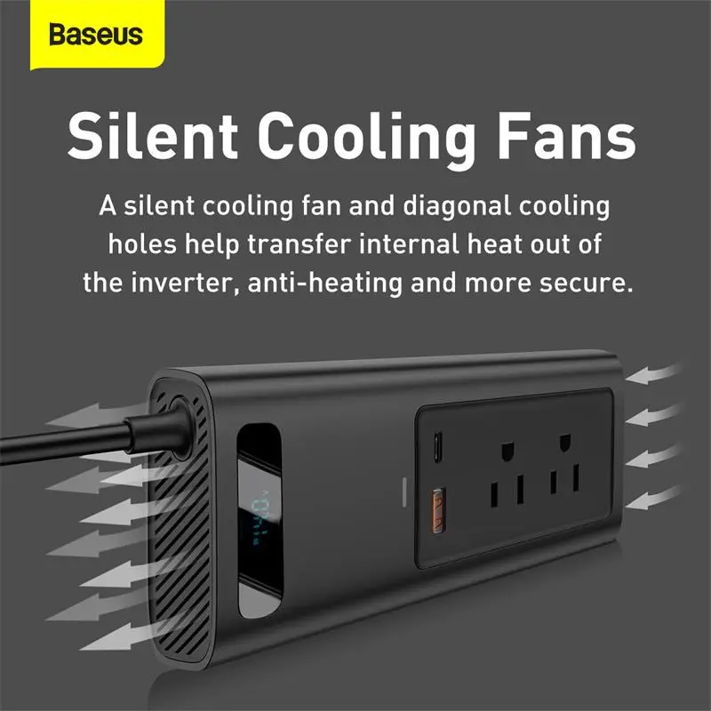 Baseus 220V Car Inverter DC 12V to AC 110V/220V 150W Converter Auto Power Adapter Type C USB Fast Charging Station Car Accessory