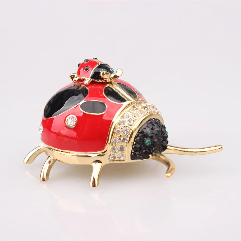 Ring Jewelry Box Art Crafts Home Decoration Metal Ornaments Beetle Enamel Storage Box Container Creative Gifts Room Modern Decor