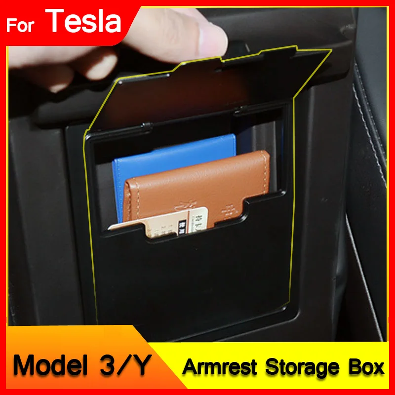 For Tesle Model Y Model 3 Storage Box  ABS Center Armrest Hidden Box Cup Holder Interior For Tesla Accessories