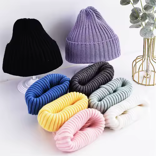 Baby Kids Ribbed Knitted Beanie Hats For Girls Boys Casual Toddlers Windproof Cap 6M-4Years Baby Photography Props Accessories - Image 3