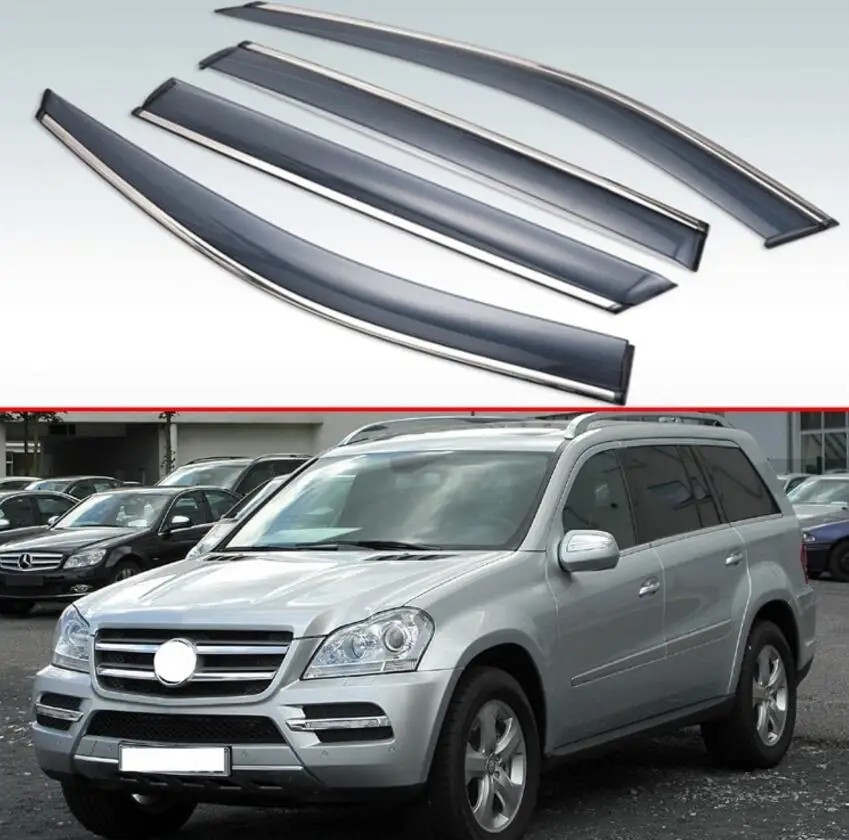 

For Mercedes-Benz Clase GL (X164) GL350 GL450 2010-2012 Plastic Exterior Visor Vent Shades Window Sun Rain Guard Deflector 4pcs