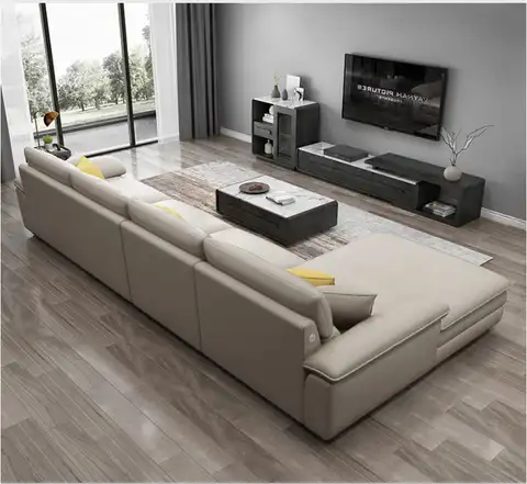 MANBAS-sofá nórdico para sala de estar, sofá italiano de cuero genuino, juegos de sofás seccionales en forma de L para muebles para el hogar, sala de estar