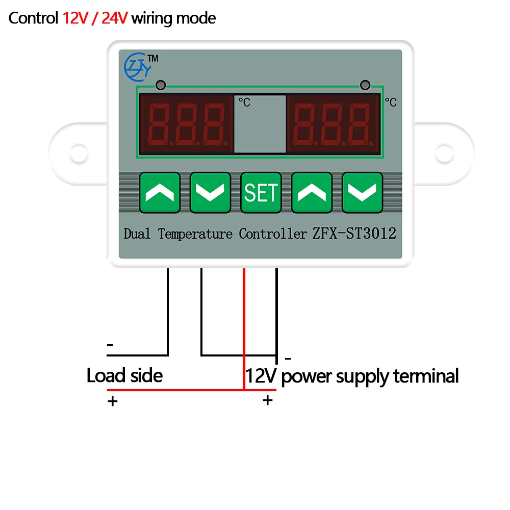 ZFX-ST3012 Dual Temperature Controller Digital Thermostat Incubator Control Microcomputer Dual Probe AC 220V 12V 24V 40% Off