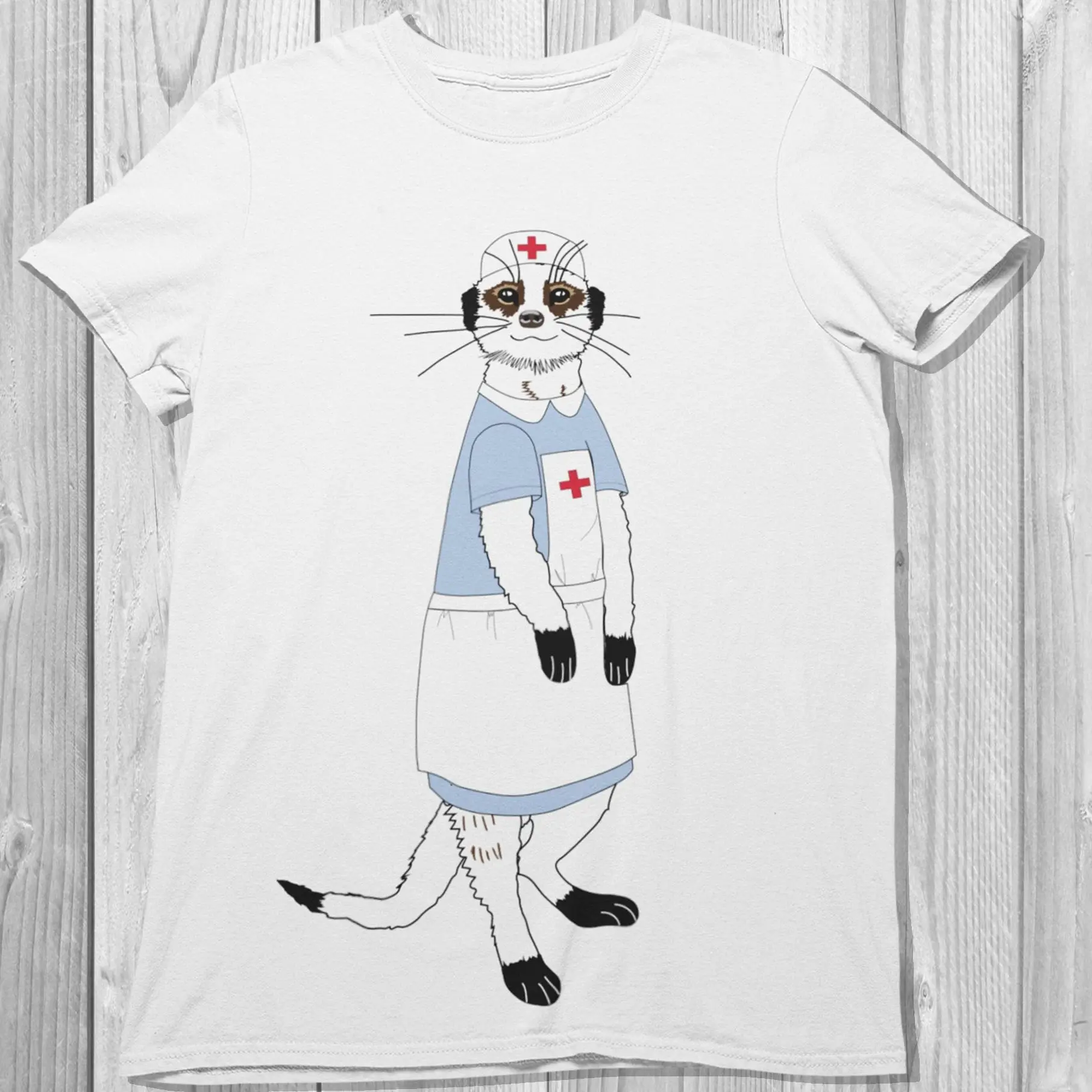 Harajuku Top Women T-shirt Casual Meerkat Print Ladies Basic O-collar Short Sleeved Women T-shirt Girl,Drop Ship