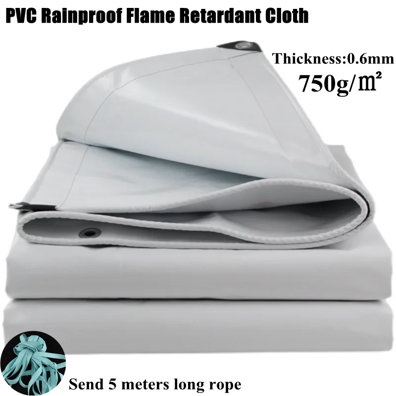 0.6mm White Flame Retardant Cloth PVC Rainproof Cloth Tarpaulin Outdoor Garden Awning Truck Canopy Waterproof Shading Sail