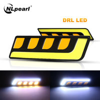 Nlpearl 2x Car Light Assembly Car Led Fog Light Daytime Running Lights Dual Color White Yellow Auto DRL COB Auto Day Light 12V