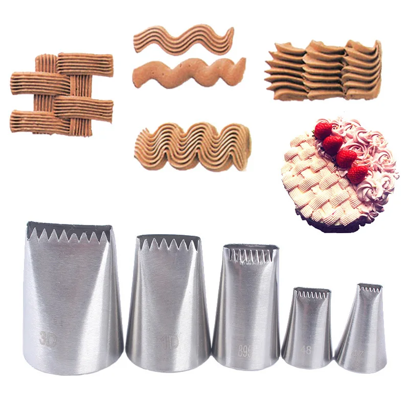 5pcs/set Basket Weave Cake Icing Piping Nozzles Tips Decorator Dessert Mold Shaping Baking Pastry Decorating Tools