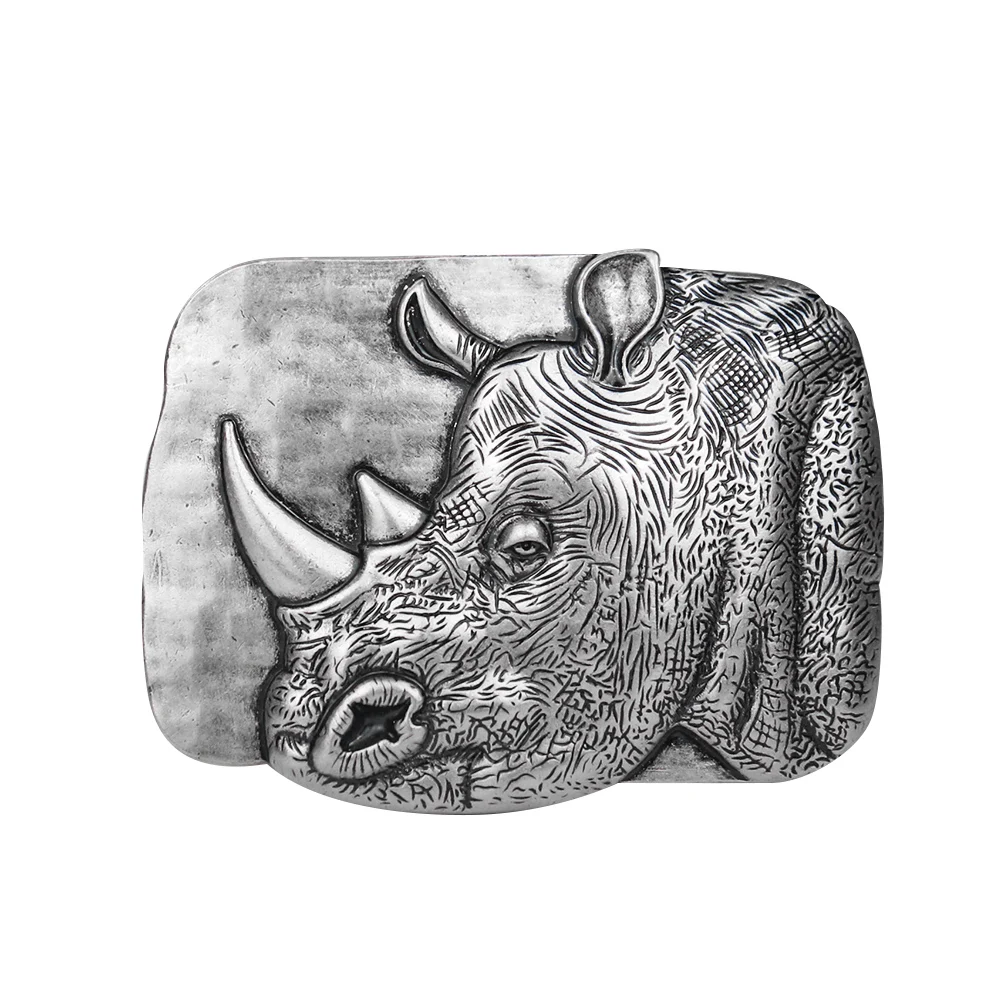 Exquisite Heavy Metal Rhinoceros Belt Buckle Fierce Animal Ramhorn Rhino Hebilla Homemade Cowboy Western Man Jeans Accessory