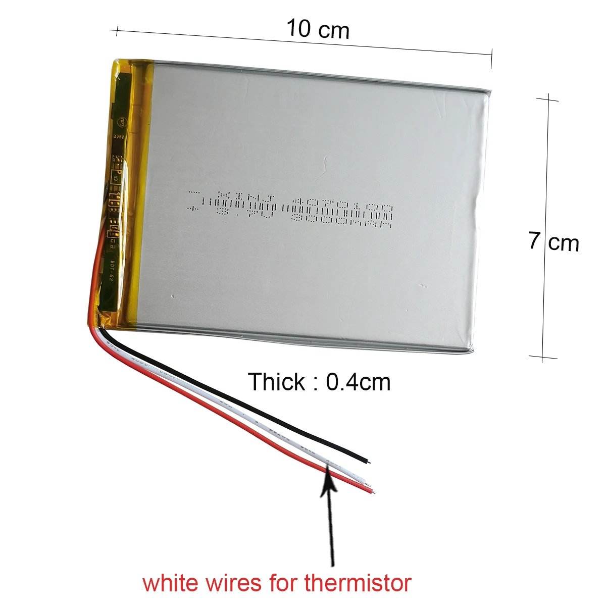 3.7V 3000mAh 11.1Wh Rechargeable Li-Polymer Li Battery 4070100 NTC 3-Wires Thermistor JST 3pin 1.0/1.25/1.5/ 2.0/ 2.54mm plug