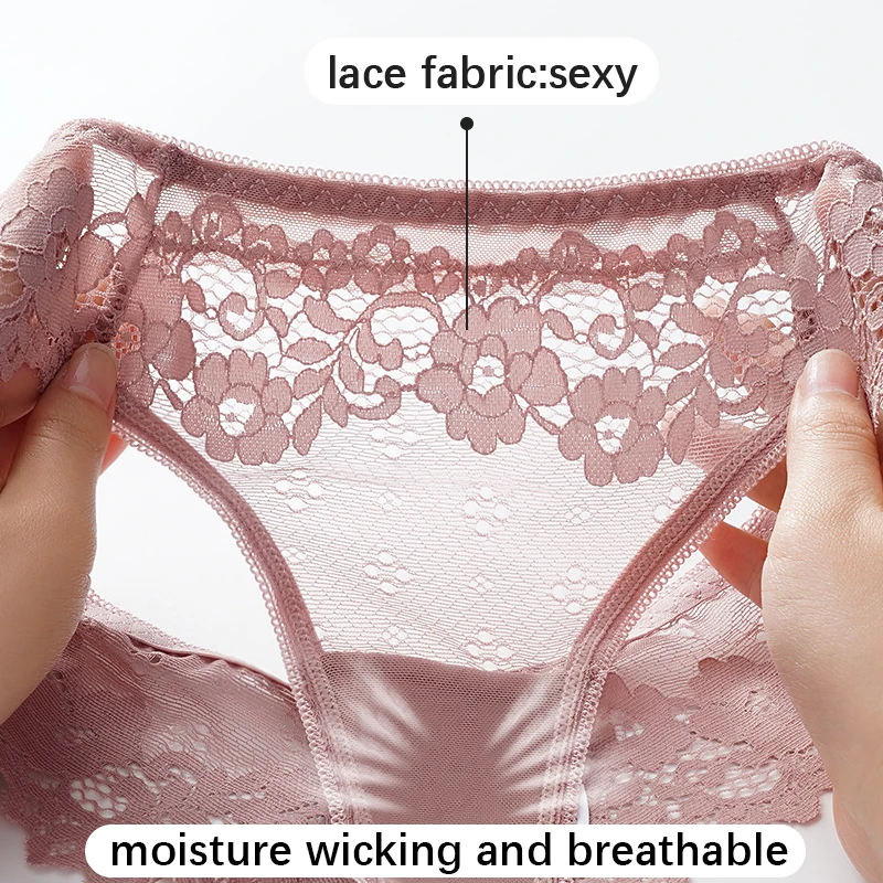 Women Sexy Lace Lingerie Temptation Low-waist Thongs Female G String Transparent Breathable Underwear Floral Women Panties