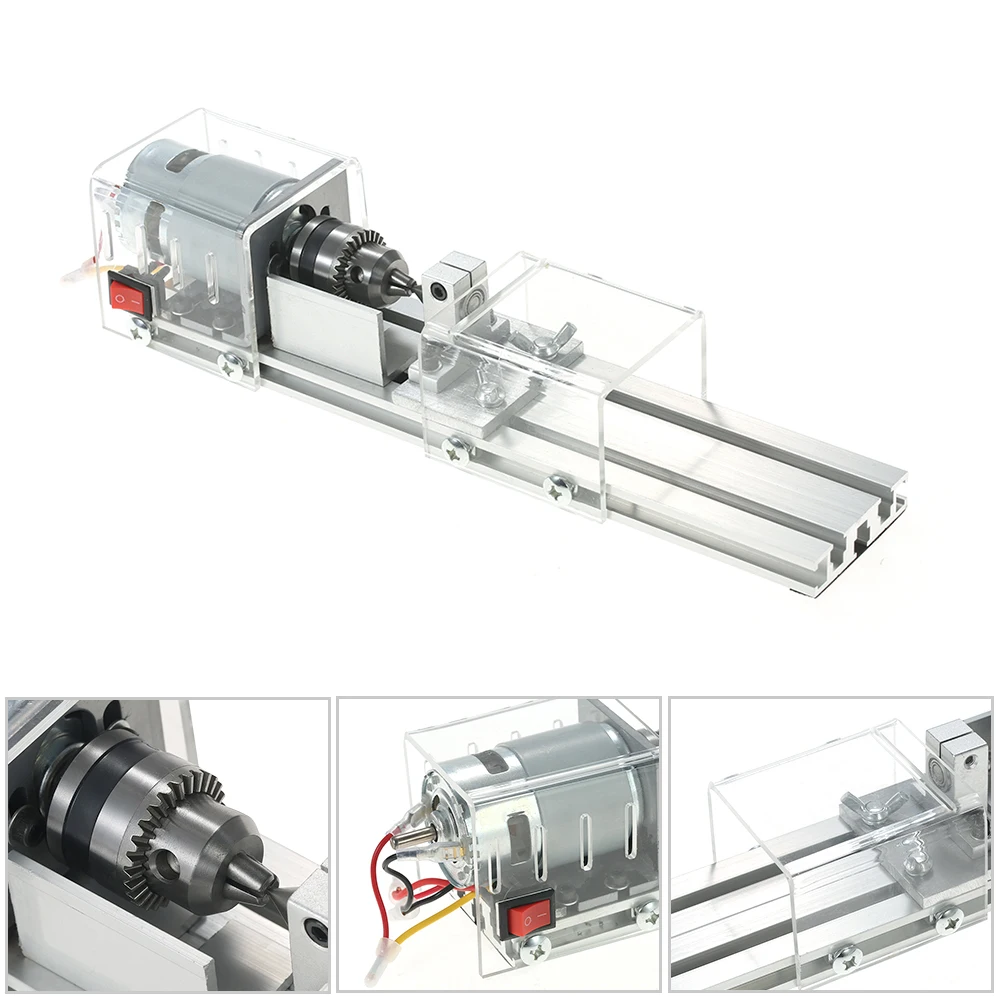 100W 12-24VDC Mini Beads Lathe Machine Mini Torno Milling Machine Woodworking Wood Working DIY Lathe Polishing Drill Rotary Tool