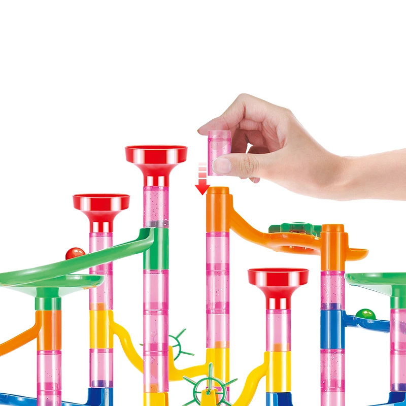 Marble Run Race Track Building Blocks Kids 3D Maze Ball Roll Toy DIY Marble Run Race Coaster Set 80/105/109/133pc Christmas Gift