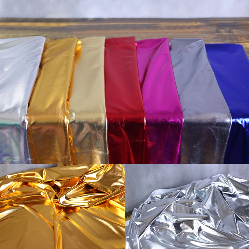 145cm*50cm Stretch Shiny Gold Bronzing Spandex Fabric Colorful Laser Cloth DIY Material for Stage/Cosplay Costume/Dress