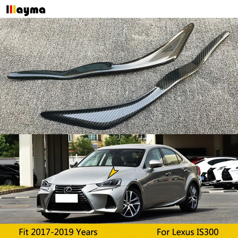 

Накладки на передние фары из углеродного волокна для Lexus IS300 2017- 2019 IS300h F, наклейка на переднюю фару спортивного автомобиля 2 шт./компл.